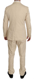 Romeo Gigli Two-Piece 3-Button Suit in Solid Beige Cotton