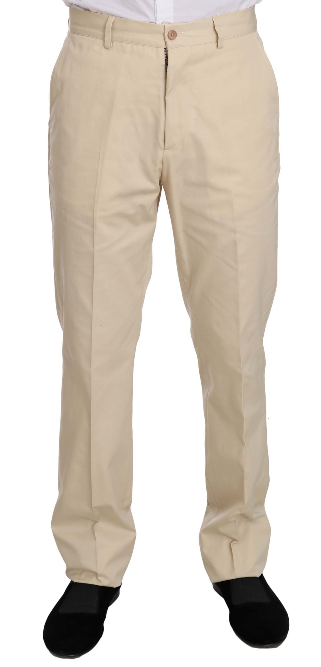 Romeo Gigli Two-Piece 3-Button Suit in Solid Beige Cotton