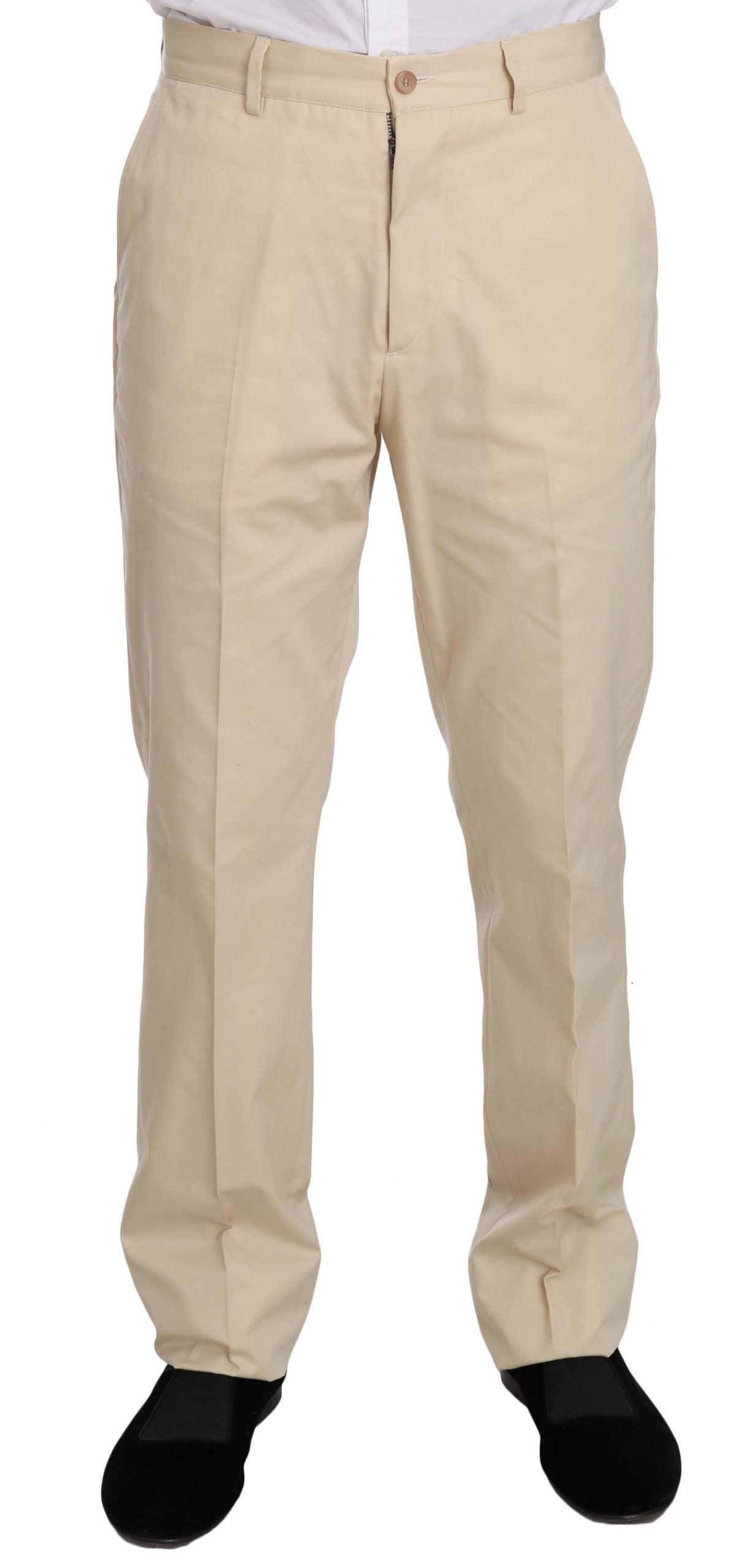 Romeo Gigli Two-Piece 3-Button Suit in Solid Beige Cotton