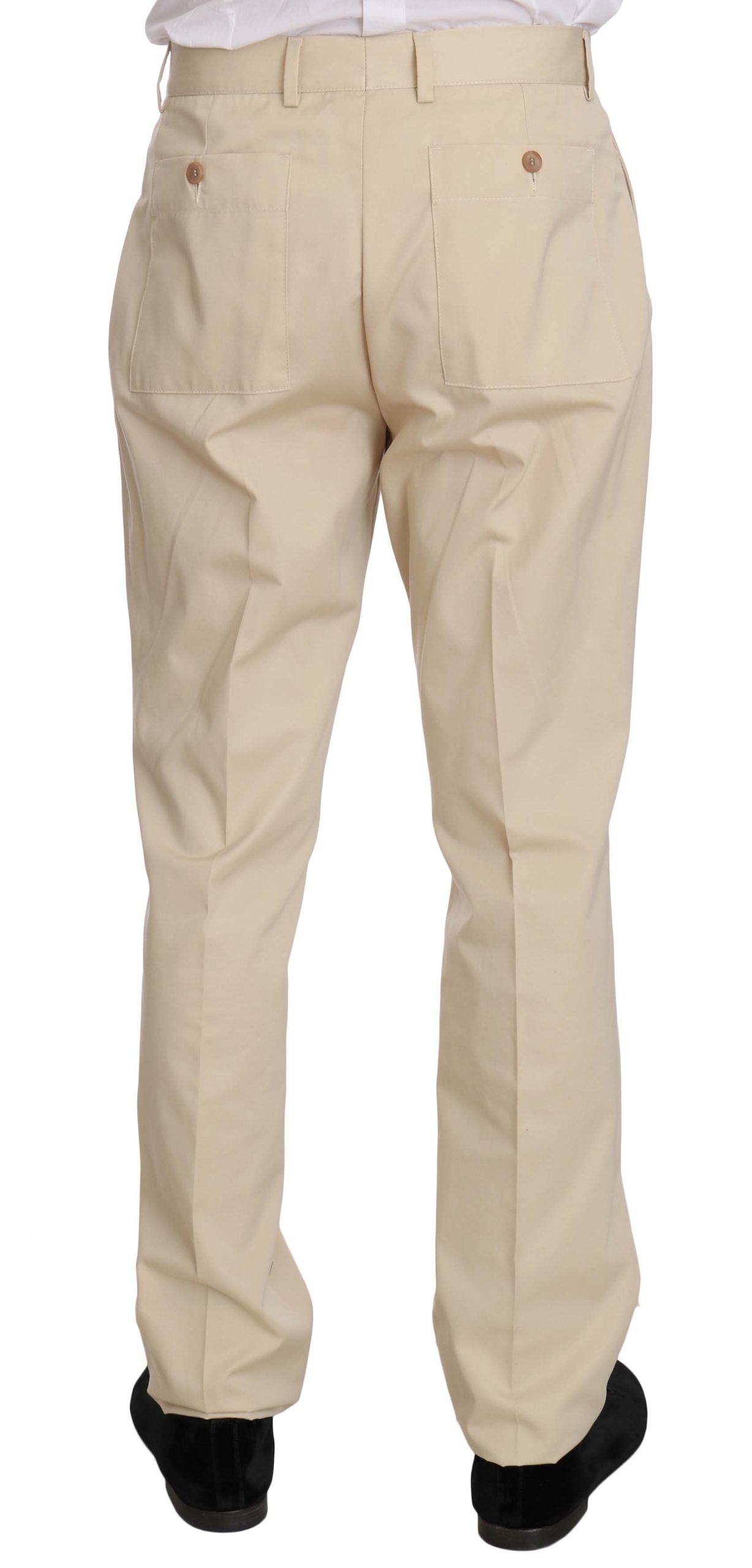 Romeo Gigli Two-Piece 3-Button Suit in Solid Beige Cotton