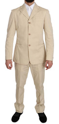 Romeo Gigli Zweiteiliger 3-Knopf-Anzug aus fester Baumwolle in Beige