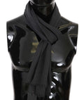 Dolce & Gabbana Gray Wrap Scarf in 100% Wool with Stripe Pattern