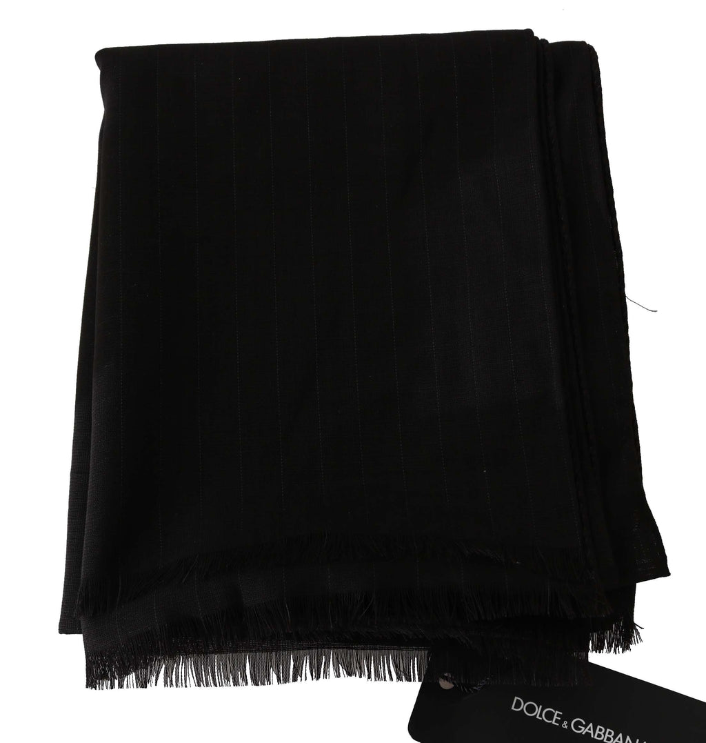 Dolce & Gabbana Dark grey pure wool striped scarf