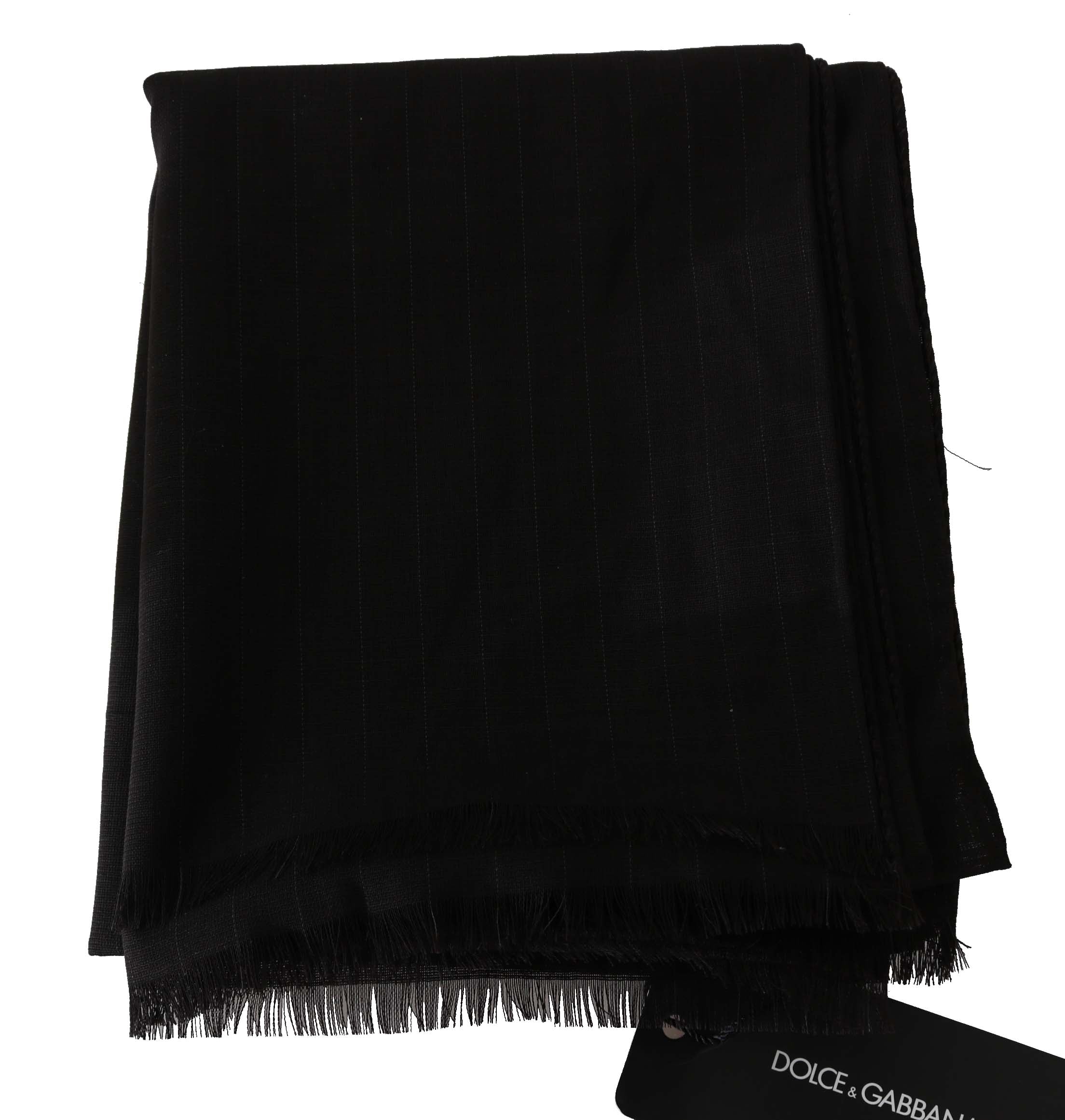 Dolce & Gabbana Dark grey pure wool striped scarf