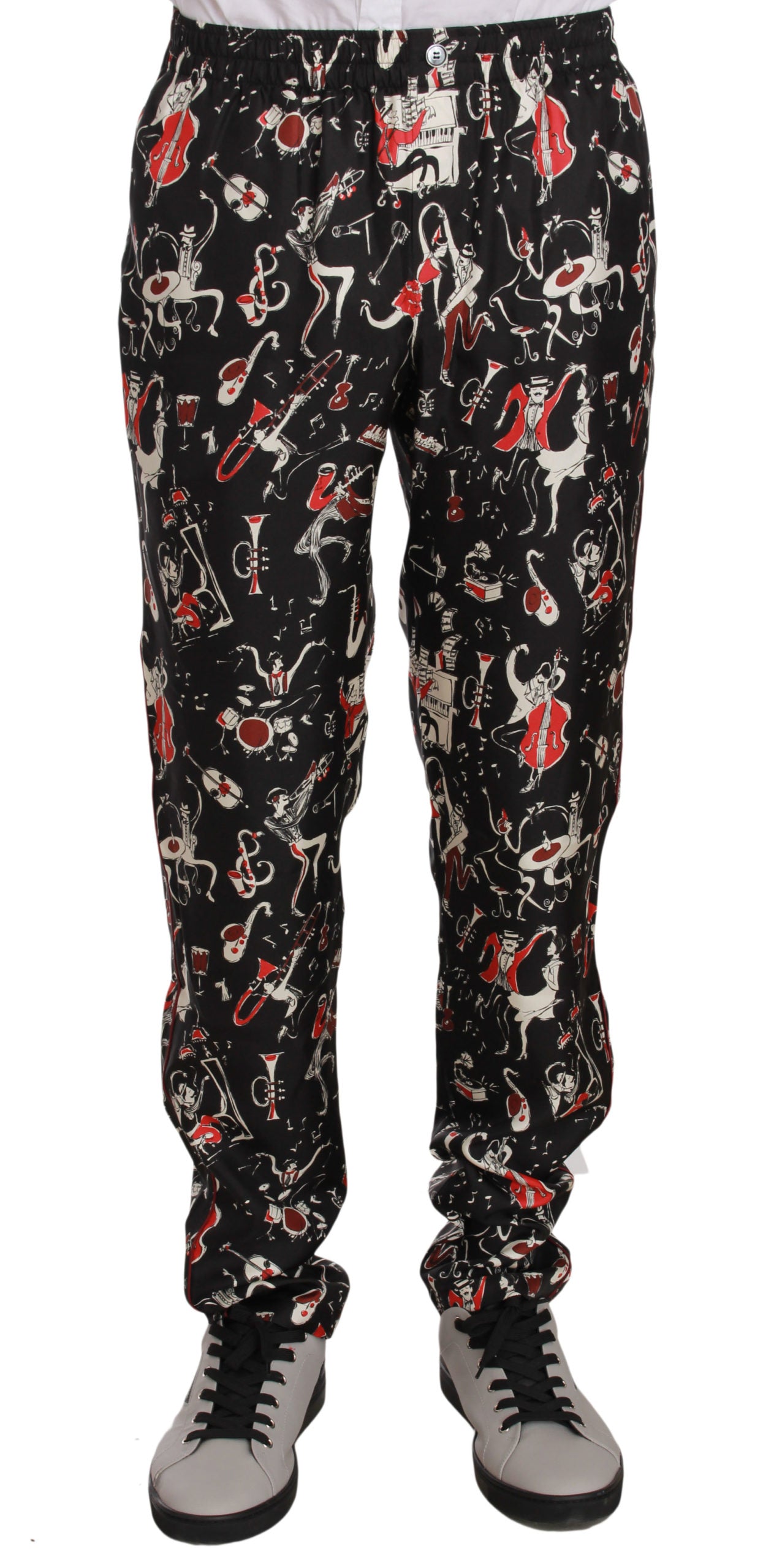 Dolce & Gabbana Red Musical Instrument Print Pajama Trousers