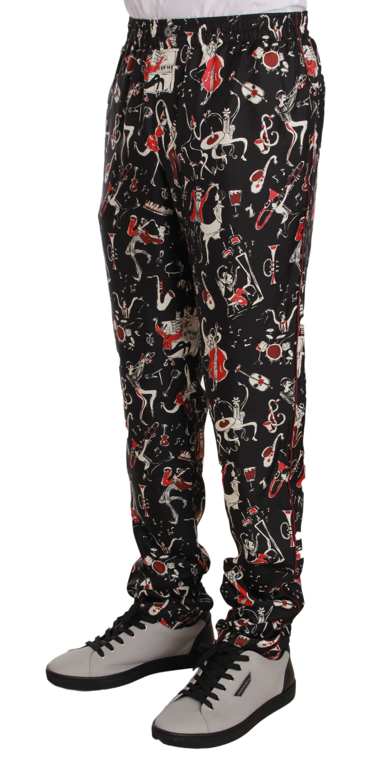 Dolce & Gabbana Red Musical Instrument Print Pajama Trousers