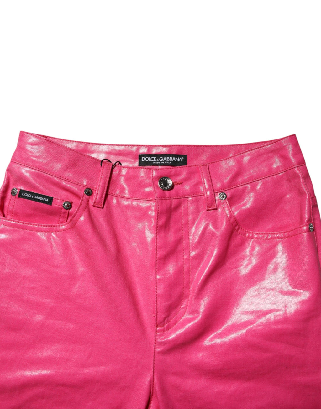 Dolce & Gabbana Pink Cotton High-Waist Skinny Jeans