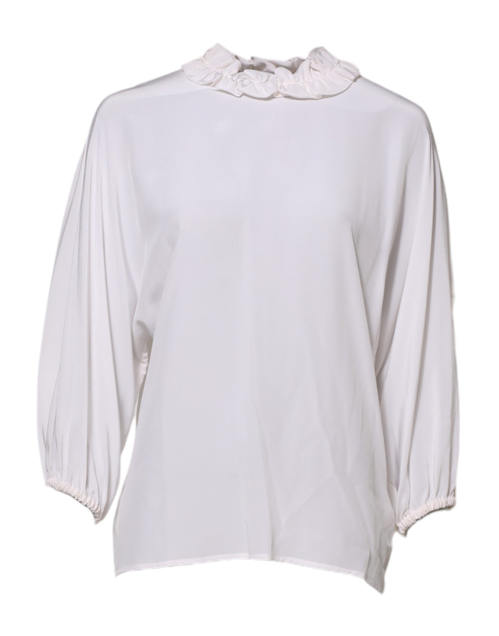 Dolce & Gabbana White Ruched Neckline Pullover Top