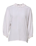Dolce & Gabbana White Ruched Neckline Pullover Top