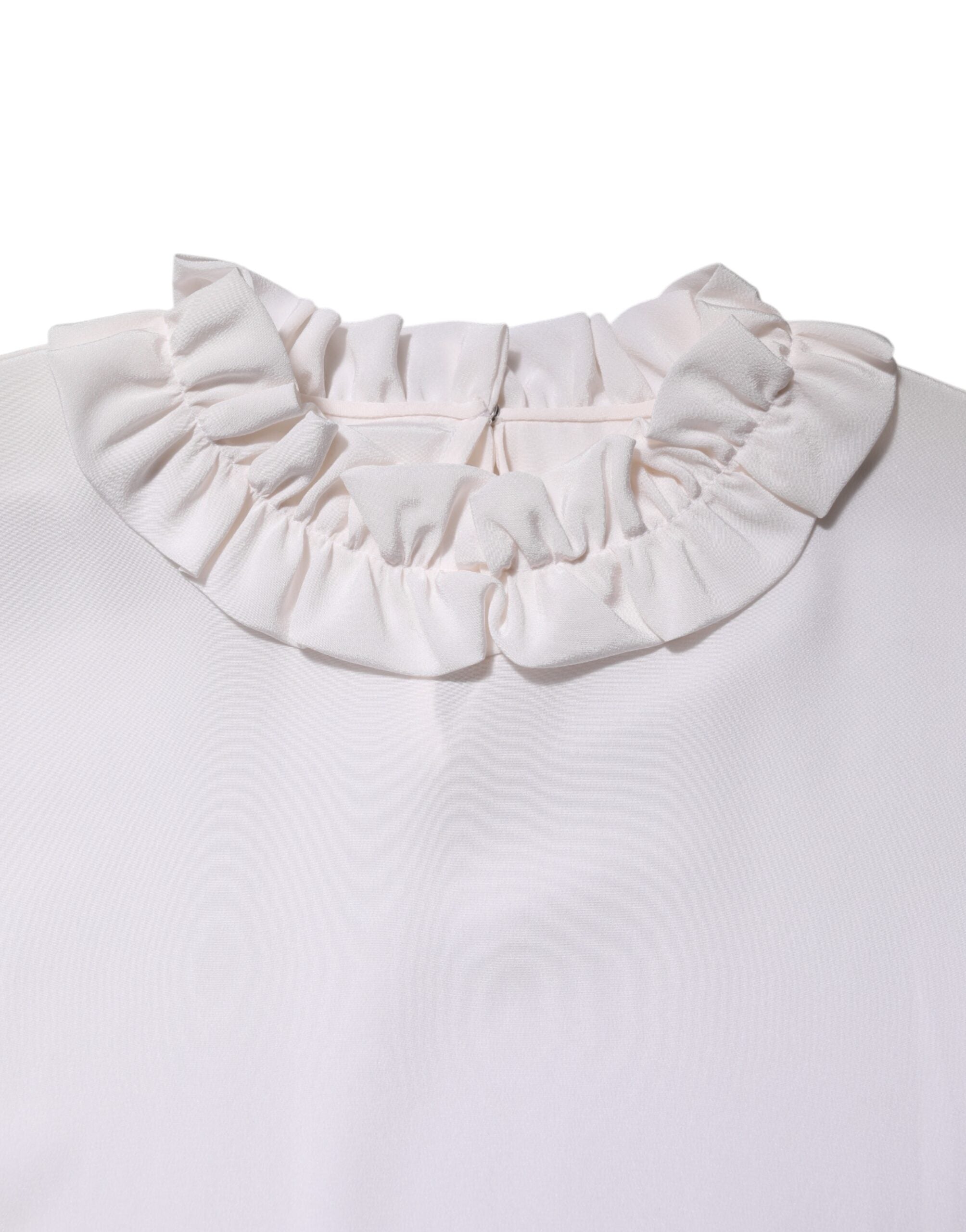Dolce & Gabbana White Ruched Neckline Pullover Top