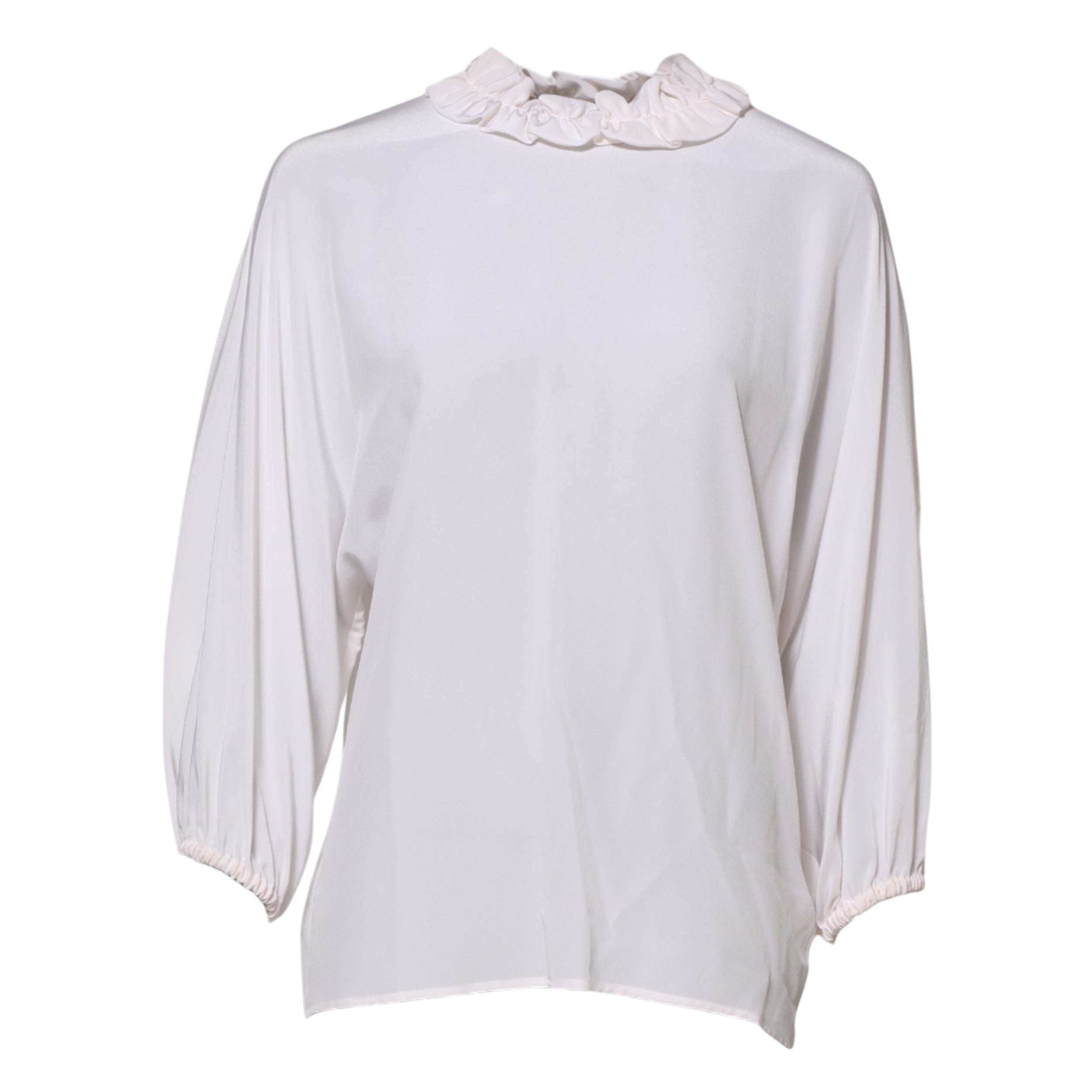 Dolce & Gabbana White Ruched Neckline Pullover Top