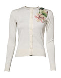 Dolce & Gabbana White Silk Lily Button Cardigan