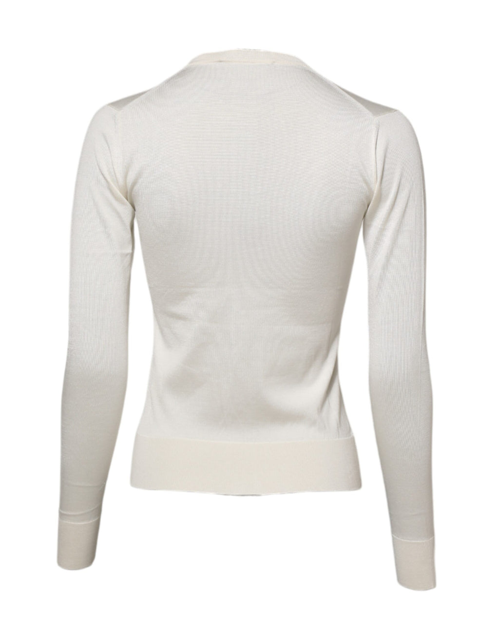 Dolce & Gabbana White Silk Lily Button Cardigan