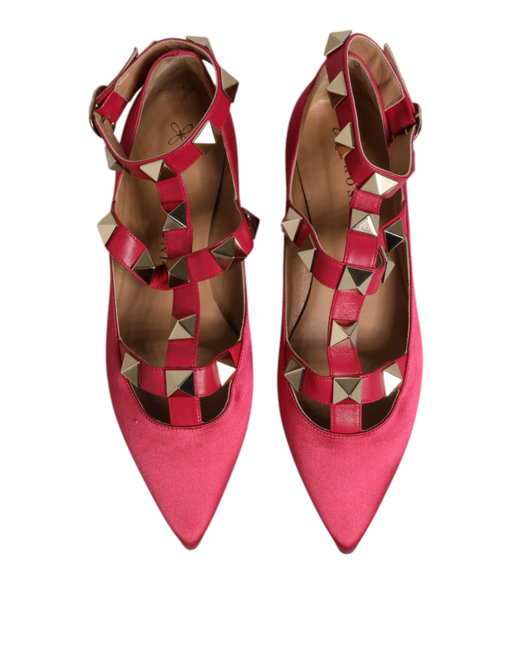 Prosperine Rose Gold Studded Pointed Toe Ballet Flats Shoes