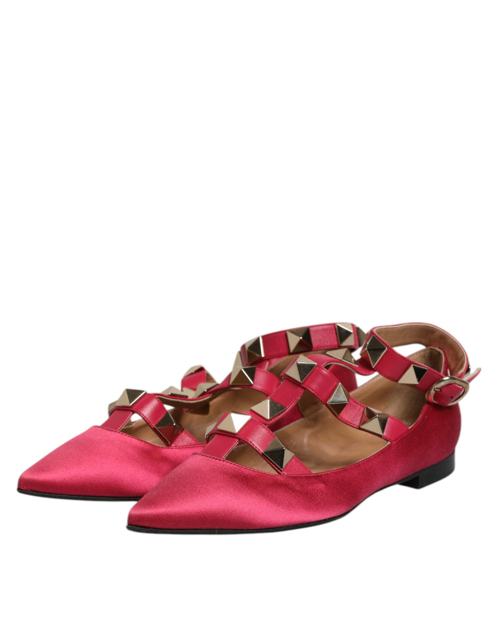 Prosperine Rose Gold Studded Pointed Toe Ballet Flats Shoes