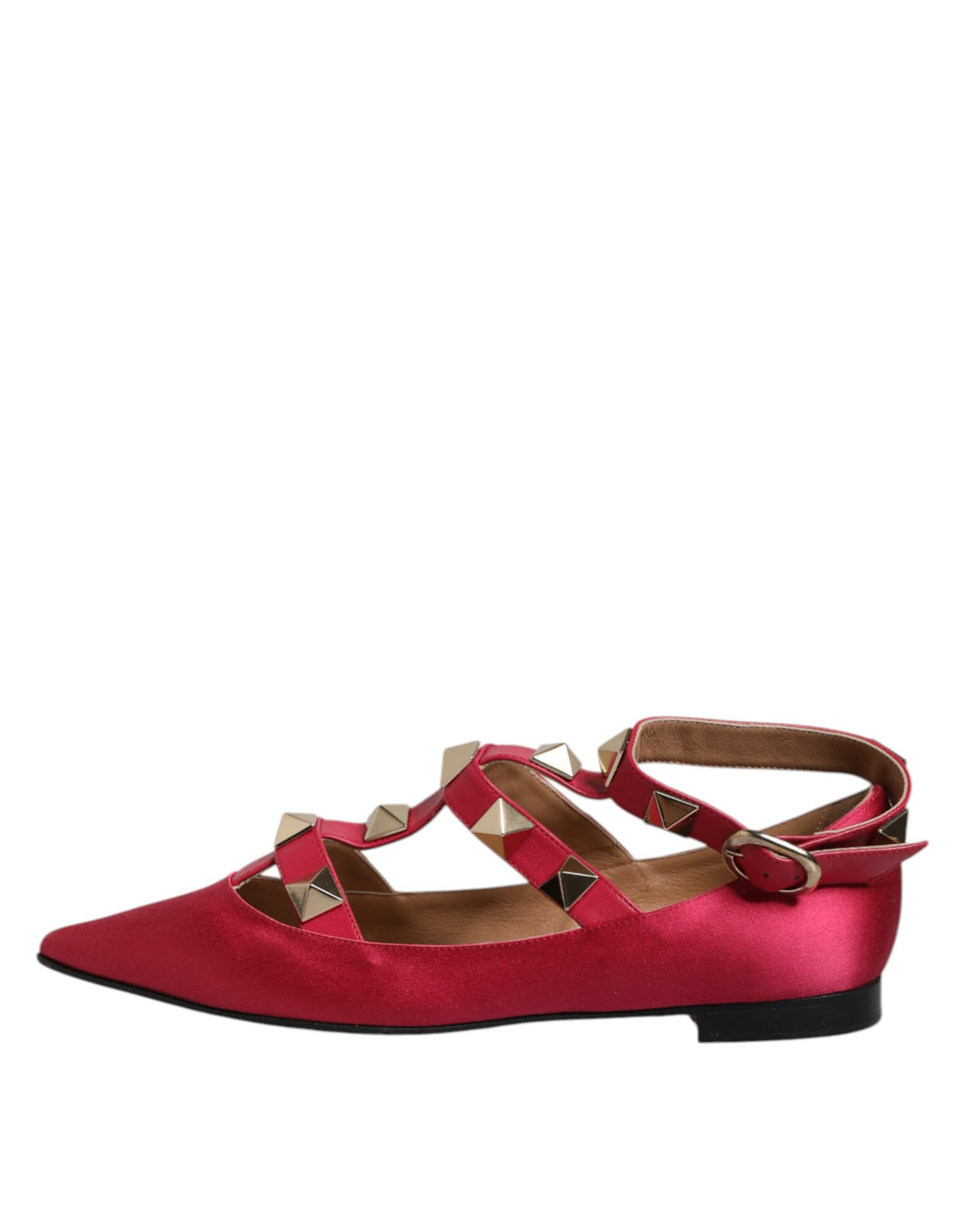 Prosperine Rose Gold Studded Pointed Toe Ballet Flats Shoes