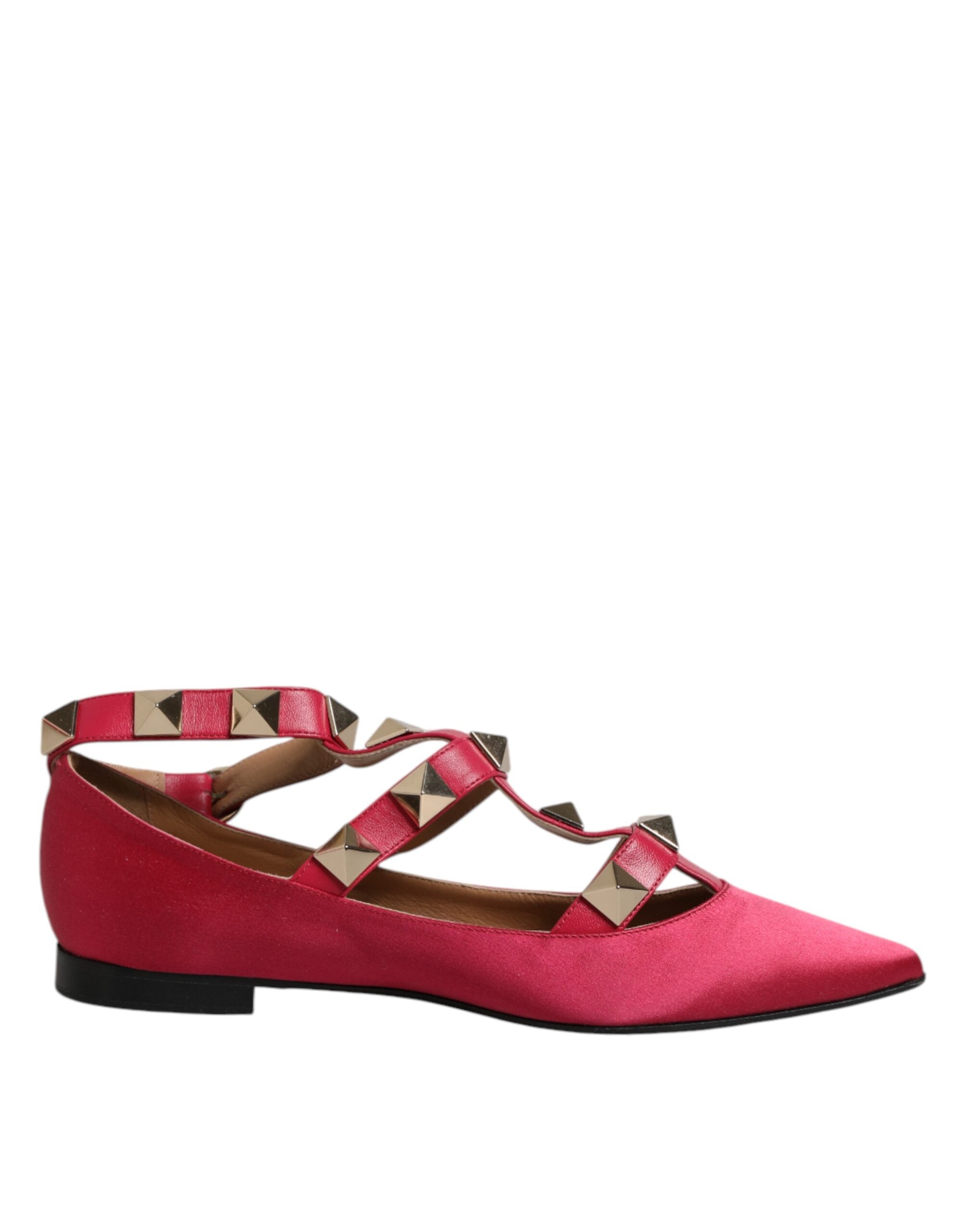 Prosperine Rose Gold Studded Pointed Toe Ballet Flats Shoes