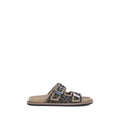 Fendi Braune Kalbsleder Bos Taurus Flache Sandalen