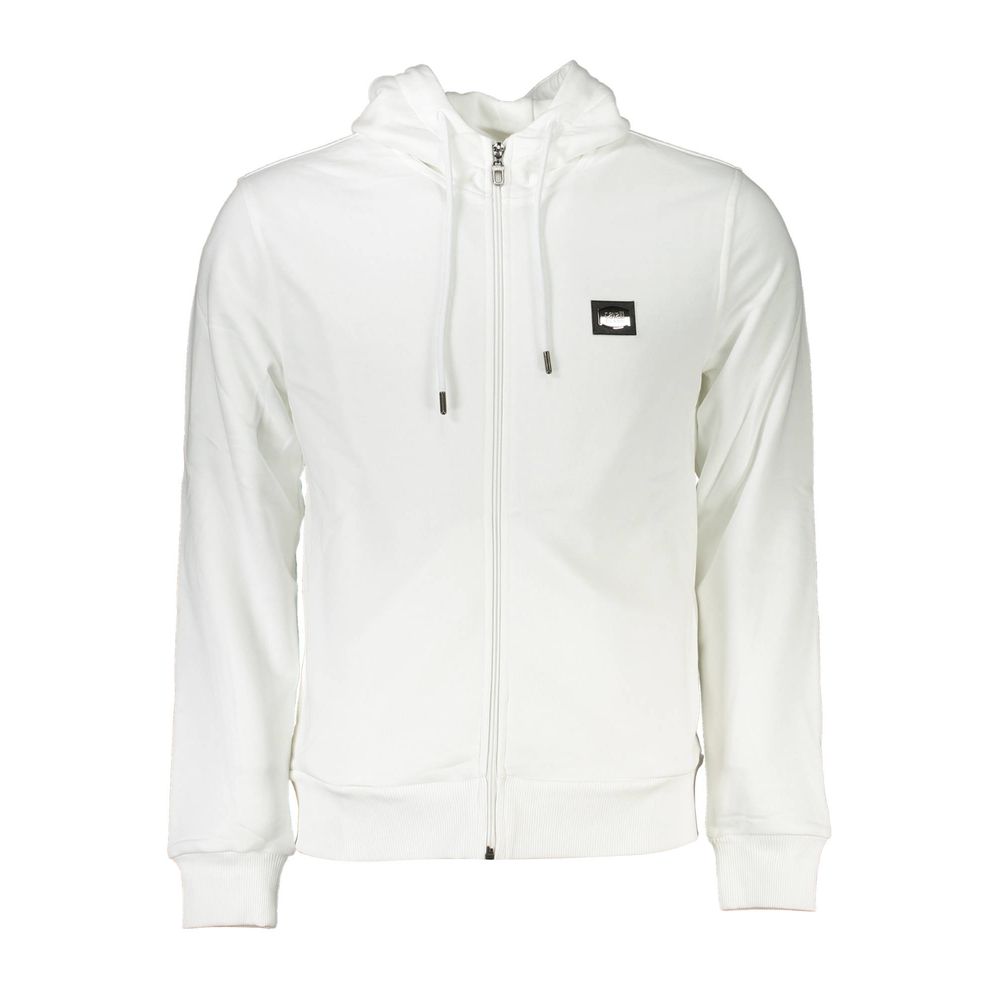 Cavalli Class Men's White Cotton Hoodie