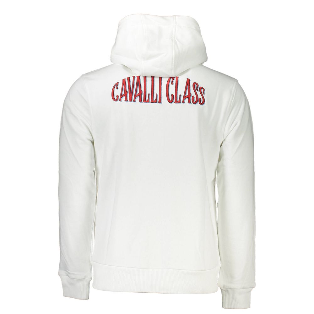 Cavalli Class Men's White Cotton Hoodie