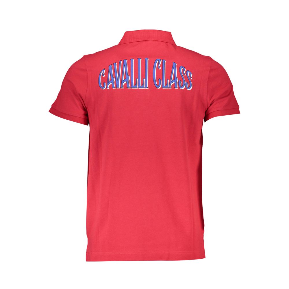 Cavalli Class Rotes Baumwoll-Poloshirt für Herren