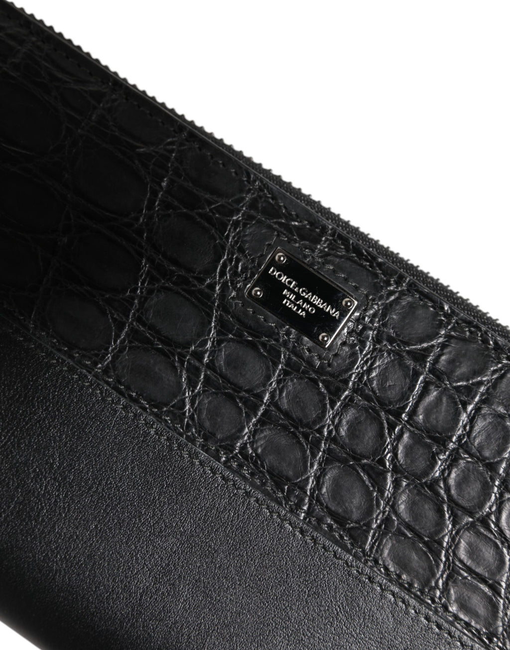 Dolce & Gabbana Schwarzes Leder Logo-Plakette Zip Around Continental Brieftasche