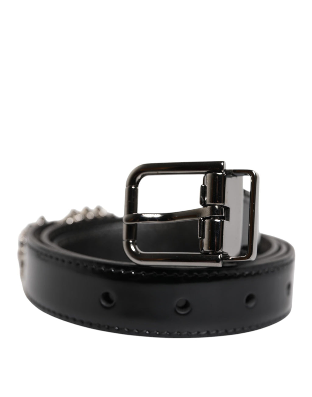Dolce & Gabbana Black Belt with Ornate Metal Logo Buckle