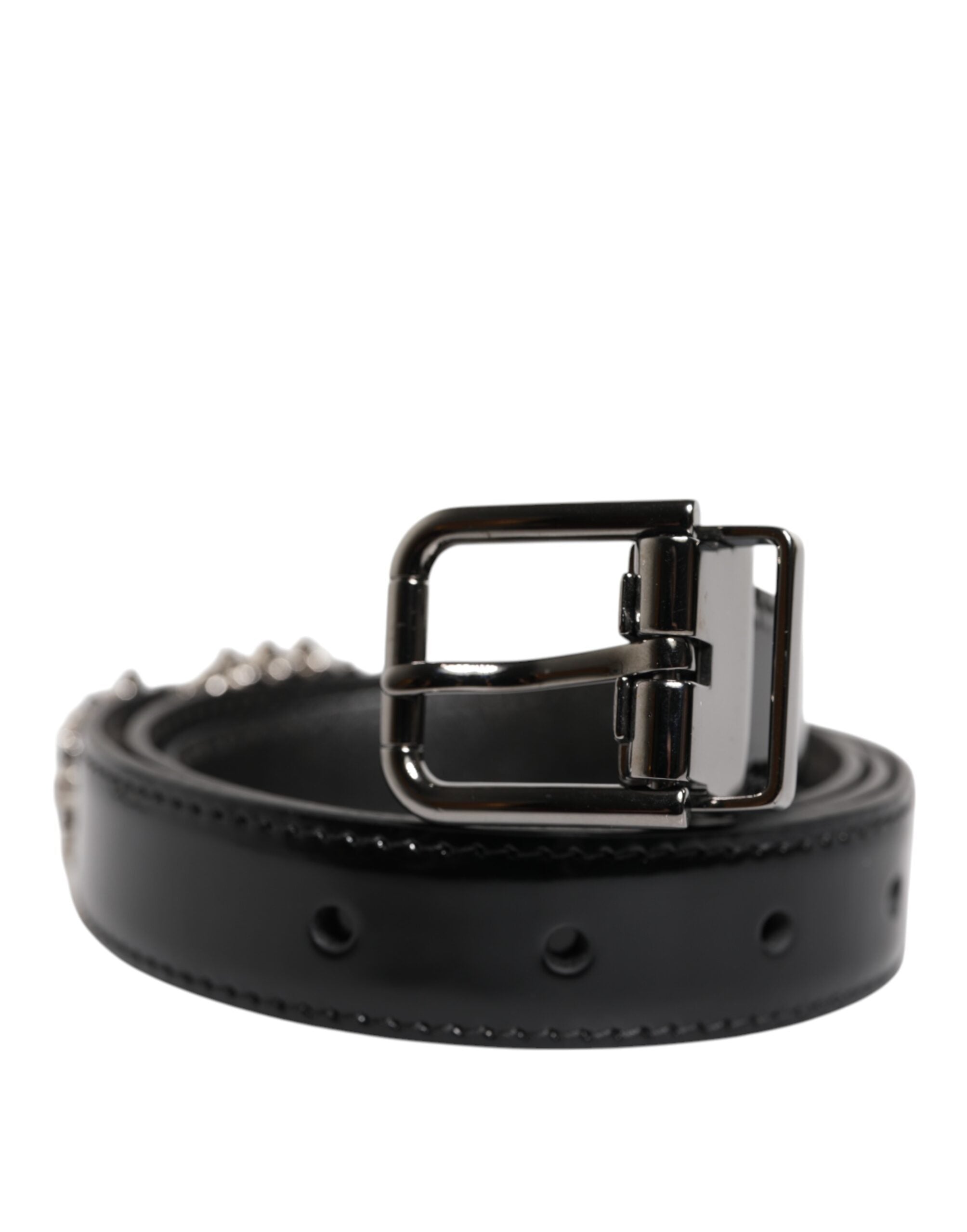 Dolce & Gabbana Black Belt with Ornate Metal Logo Buckle