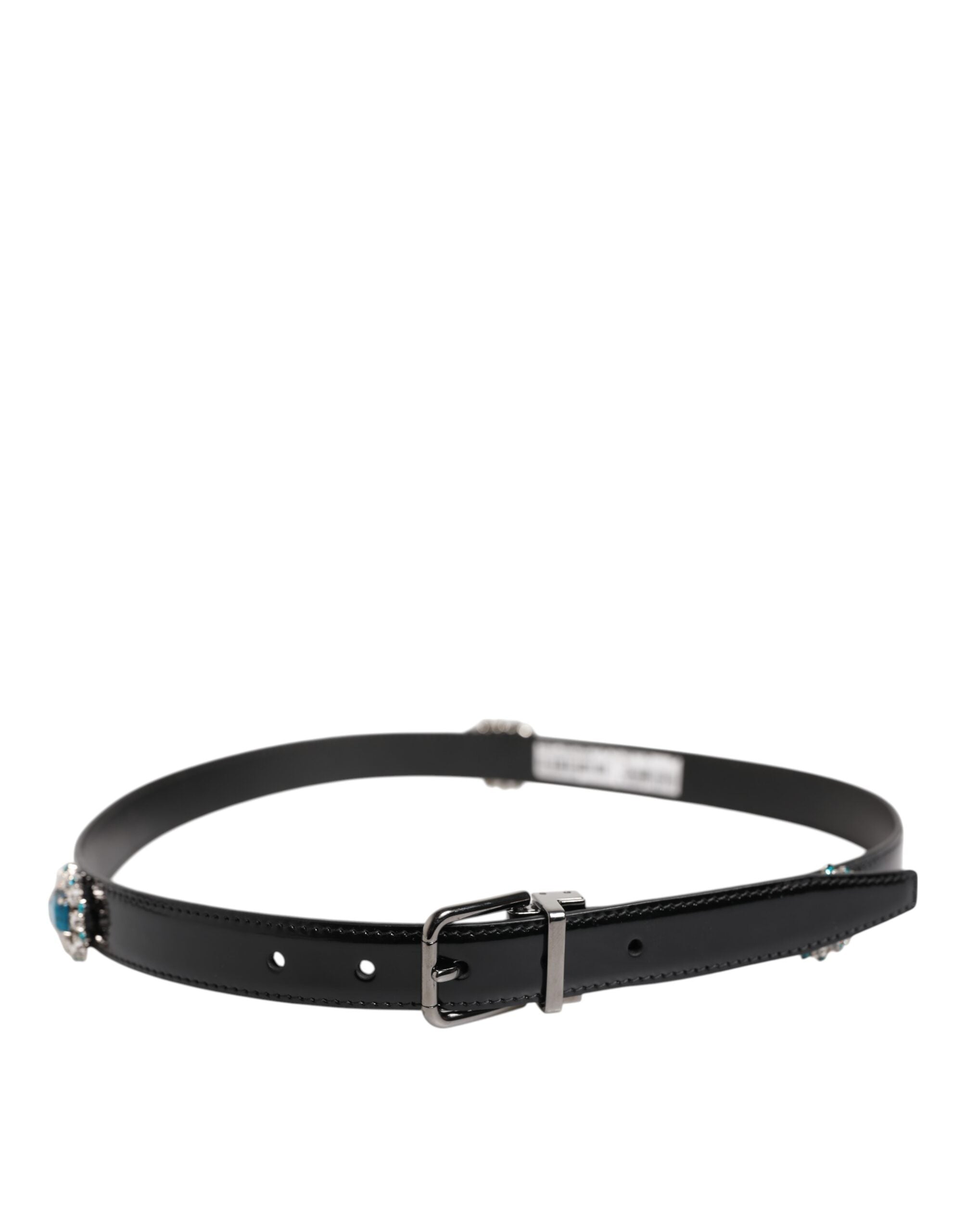 Dolce & Gabbana Black Belt with Ornate Metal Logo Buckle