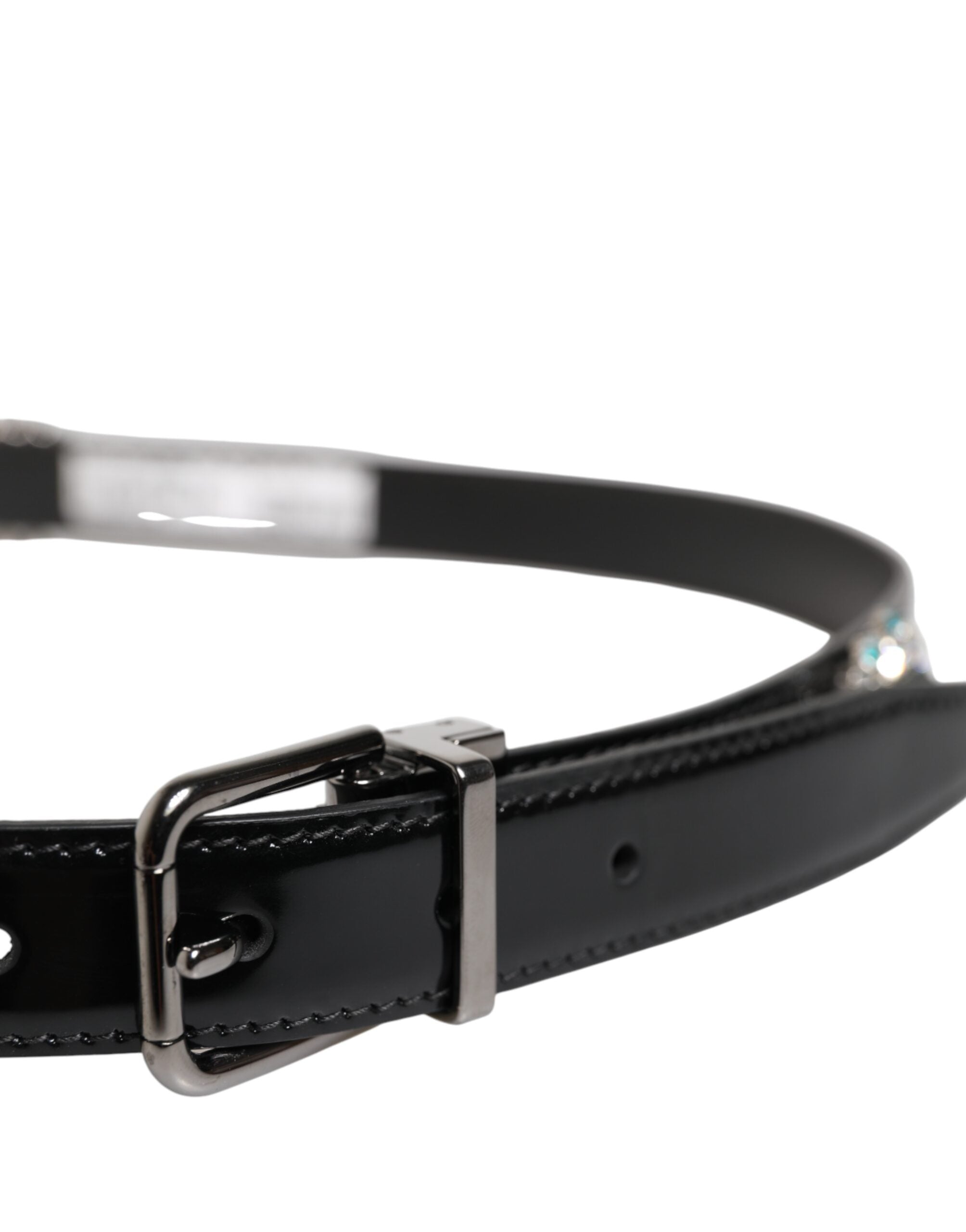 Dolce & Gabbana Black Belt with Ornate Metal Logo Buckle