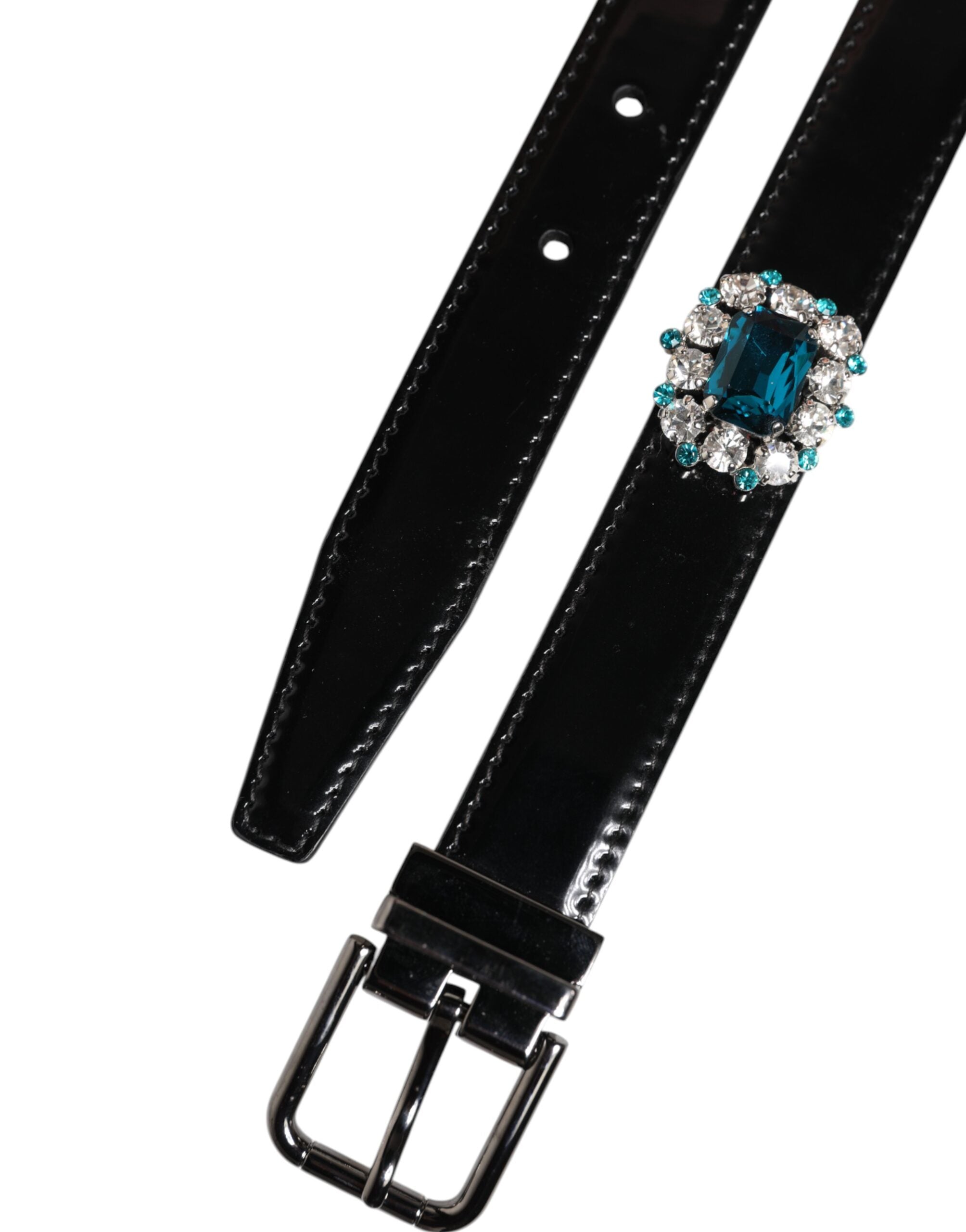 Dolce & Gabbana Black Belt with Ornate Metal Logo Buckle