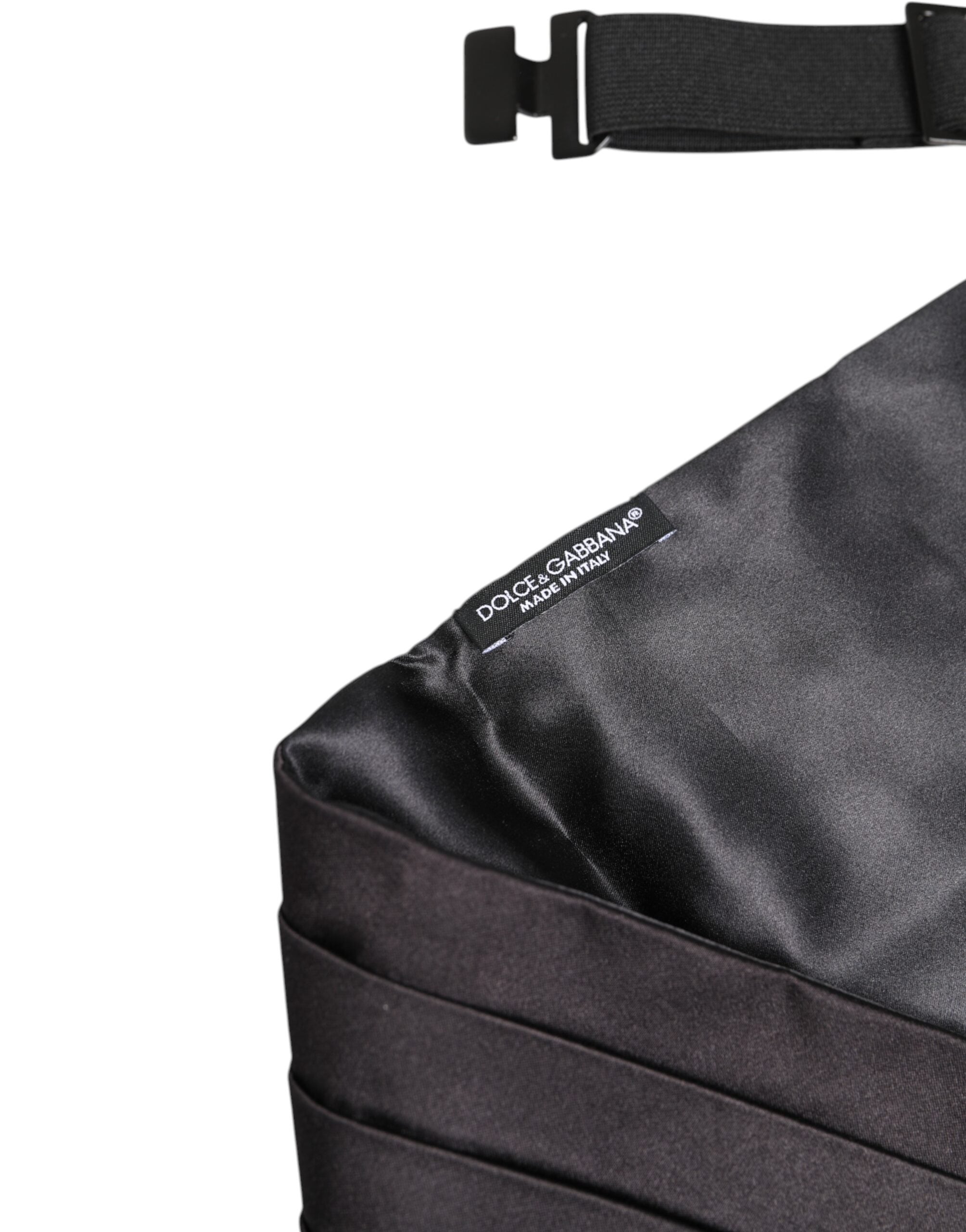 Dolce & Gabbana Schwarzer Herren 100% Seidengürtel Breite Taille Kummerbund