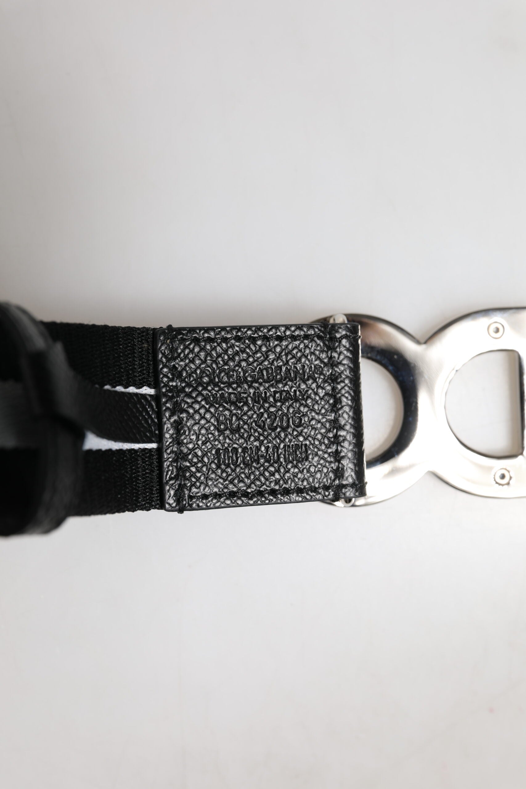 Dolce & Gabbana Black Cotton Belt with Gold Buckle and DG Logo