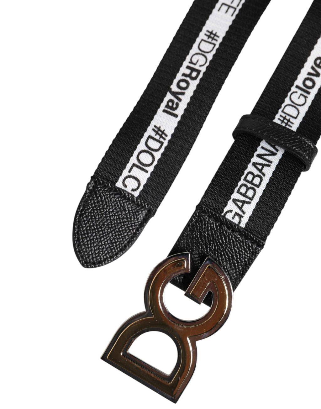 Dolce & Gabbana Black Cotton Belt with Gold Buckle and DG Logo