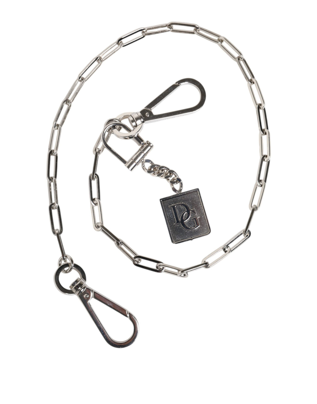 Dolce & Gabbana Silberfarbene Metallkette DG Charm Gürtel Schlüsselanhänger