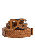 Dolce & Gabbana Brown Braided Metal Belt with DG Logo Buckle