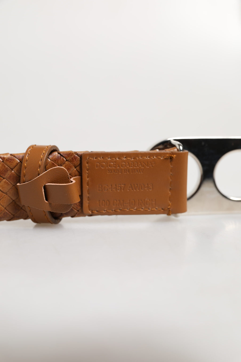 Dolce & Gabbana Brown Braided Metal Belt with DG Logo Buckle