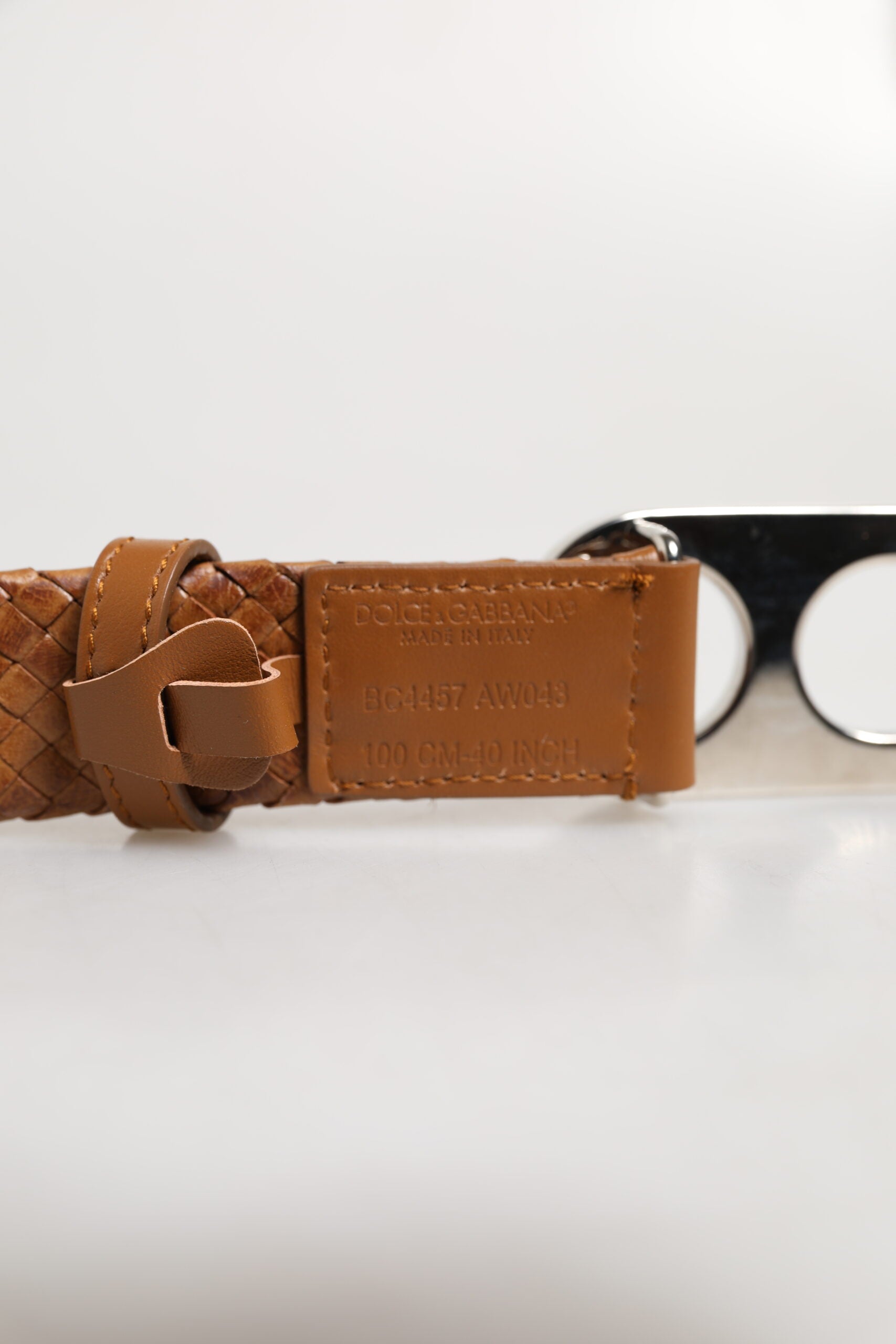 Dolce & Gabbana Brown Braided Metal Belt with DG Logo Buckle