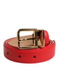 Dolce & Gabbana Roter Ledergürtel mit goldener Metallschnalle Cintura