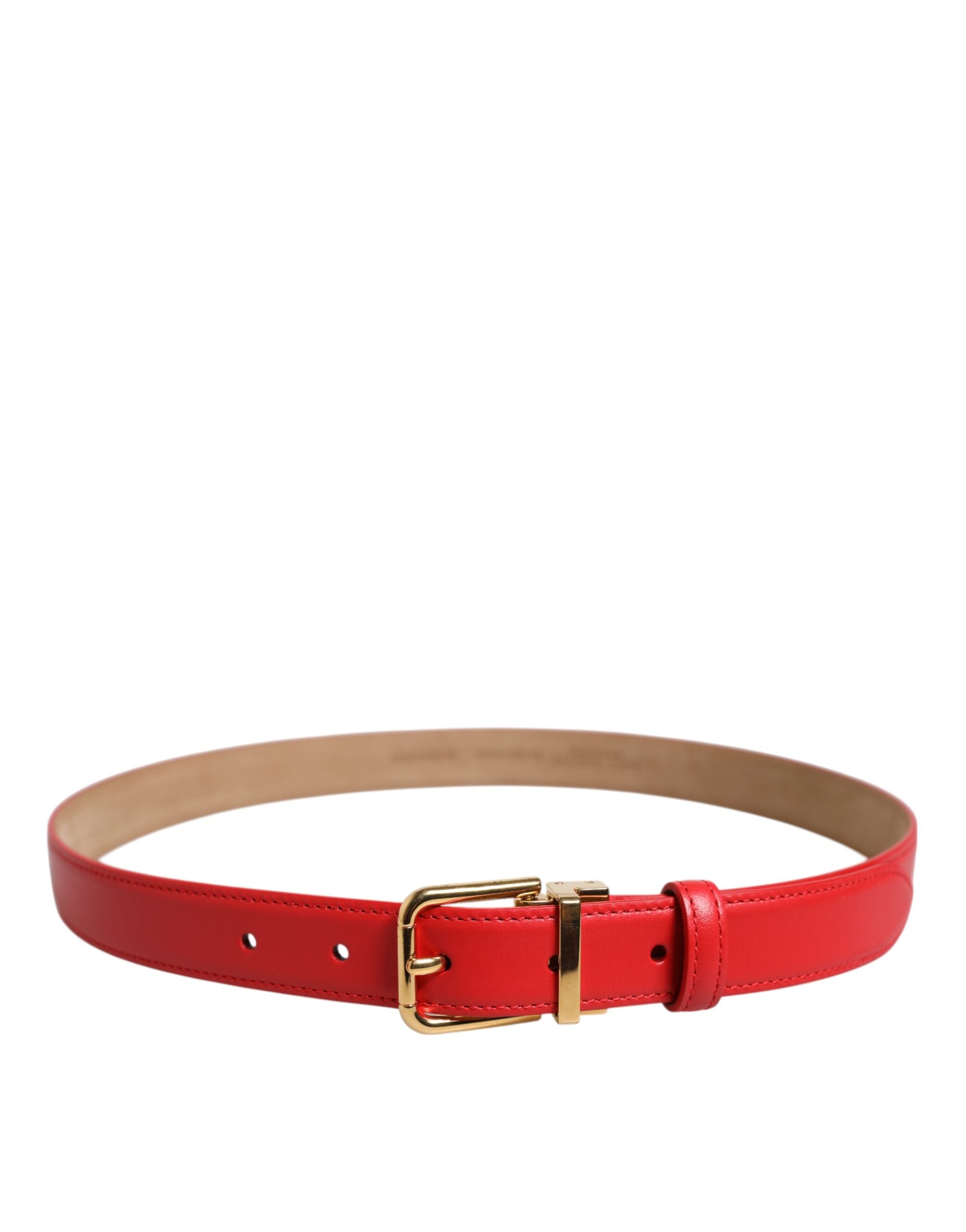 Dolce & Gabbana Roter Ledergürtel mit goldener Metallschnalle Cintura