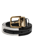 Dolce & Gabbana Schwarzer weißer Patchworkgürtel mit goldener Metallschnalle