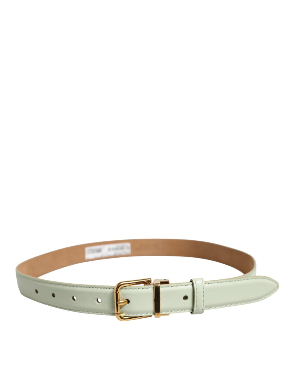 Dolce & Gabbana Light Green Leather Belt with Gold Metal Buckle