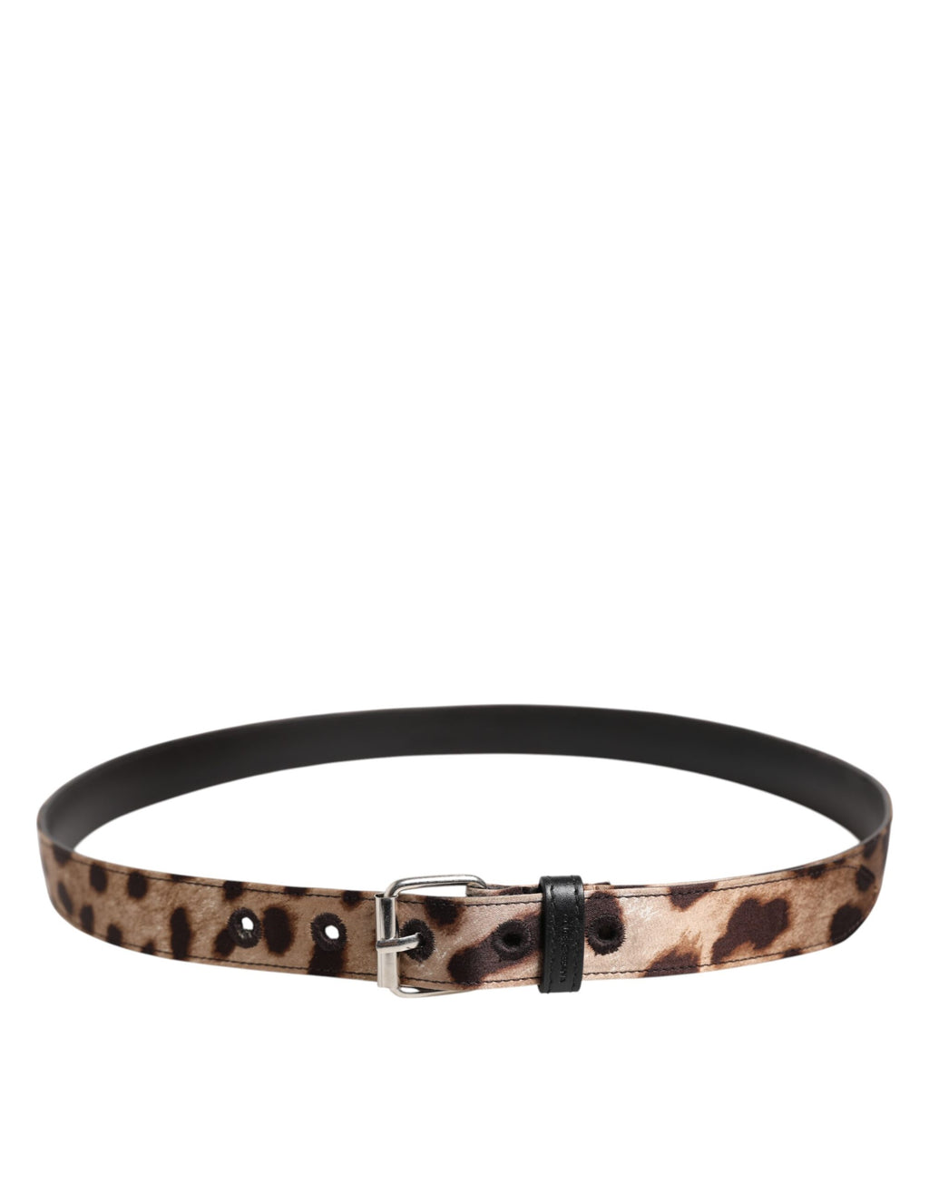 Dolce & Gabbana Brauner Leopardengürtel mit silberner Metallschnalle