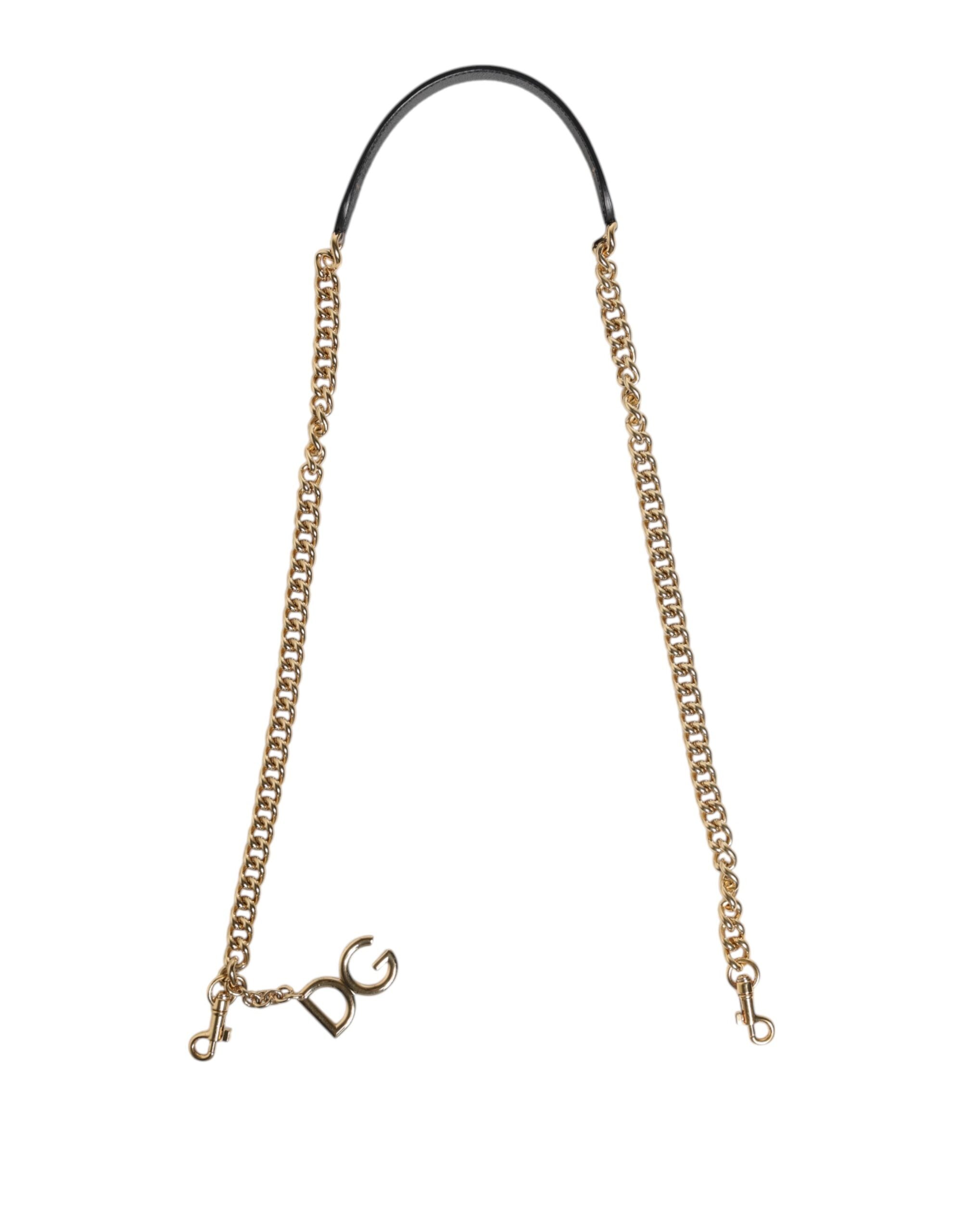 Dolce & Gabbana Braun Leopard Gold Messing Kette Accessoire Schulterriemen