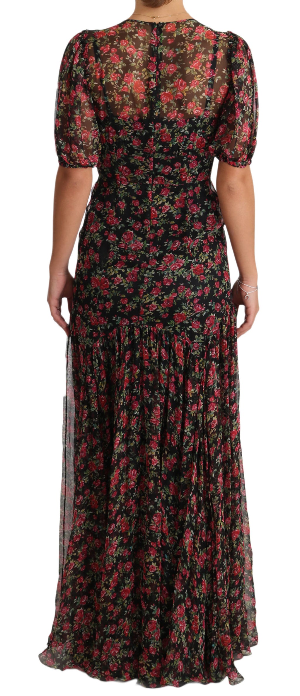 Dolce & Gabbana Black Floral Rose A-Line Shift Dress