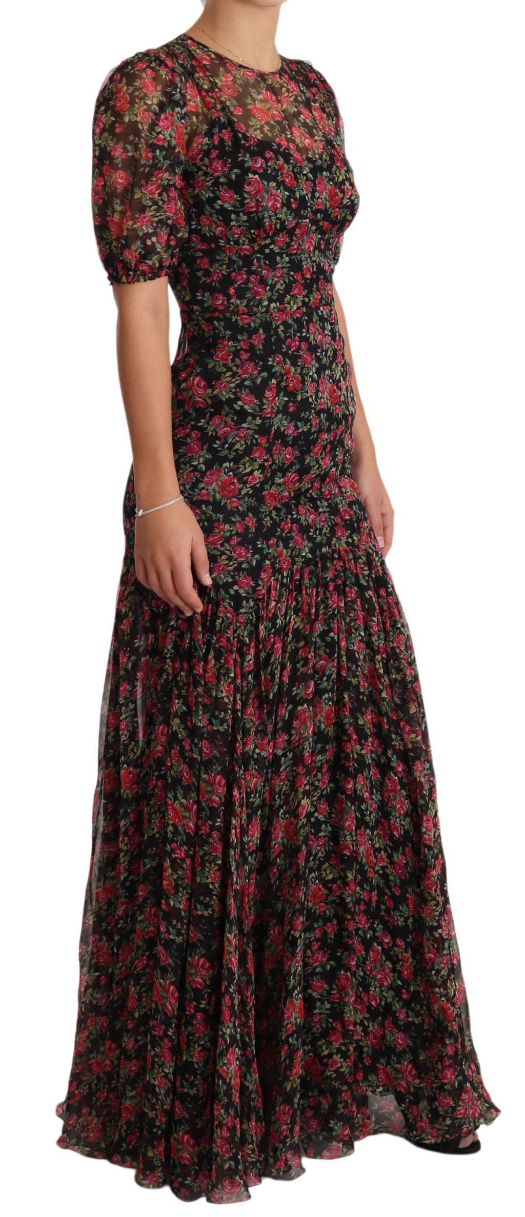 Dolce & Gabbana Black Floral Rose A-Line Shift Dress