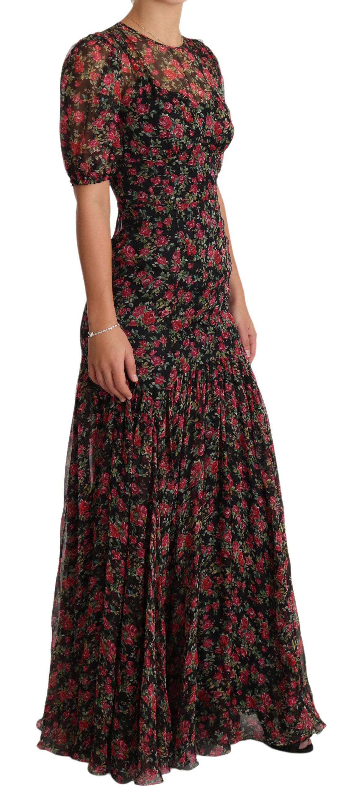 Dolce & Gabbana Black Floral Rose A-Line Shift Dress