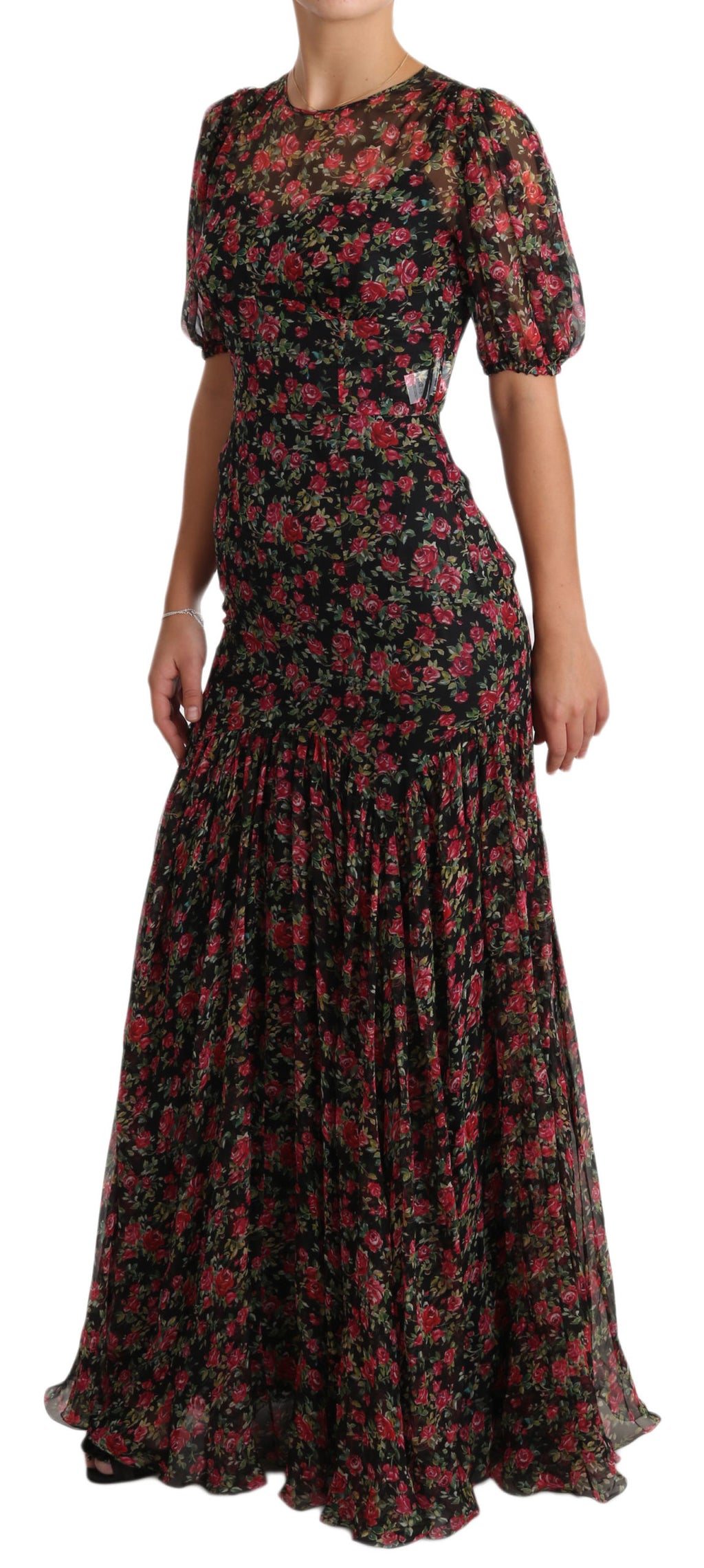 Dolce & Gabbana Black Floral Rose A-Line Shift Dress