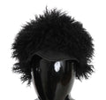 Dolce & Gabbana Schwarzer Tibet Lammfell Leder Gatsby Hut