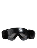 Dolce & Gabbana Schwarze Bi0759 Spitze verspiegelte Skibrille Maske Sonnenbrille